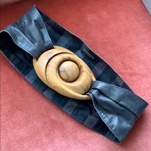 Leather and wood belt